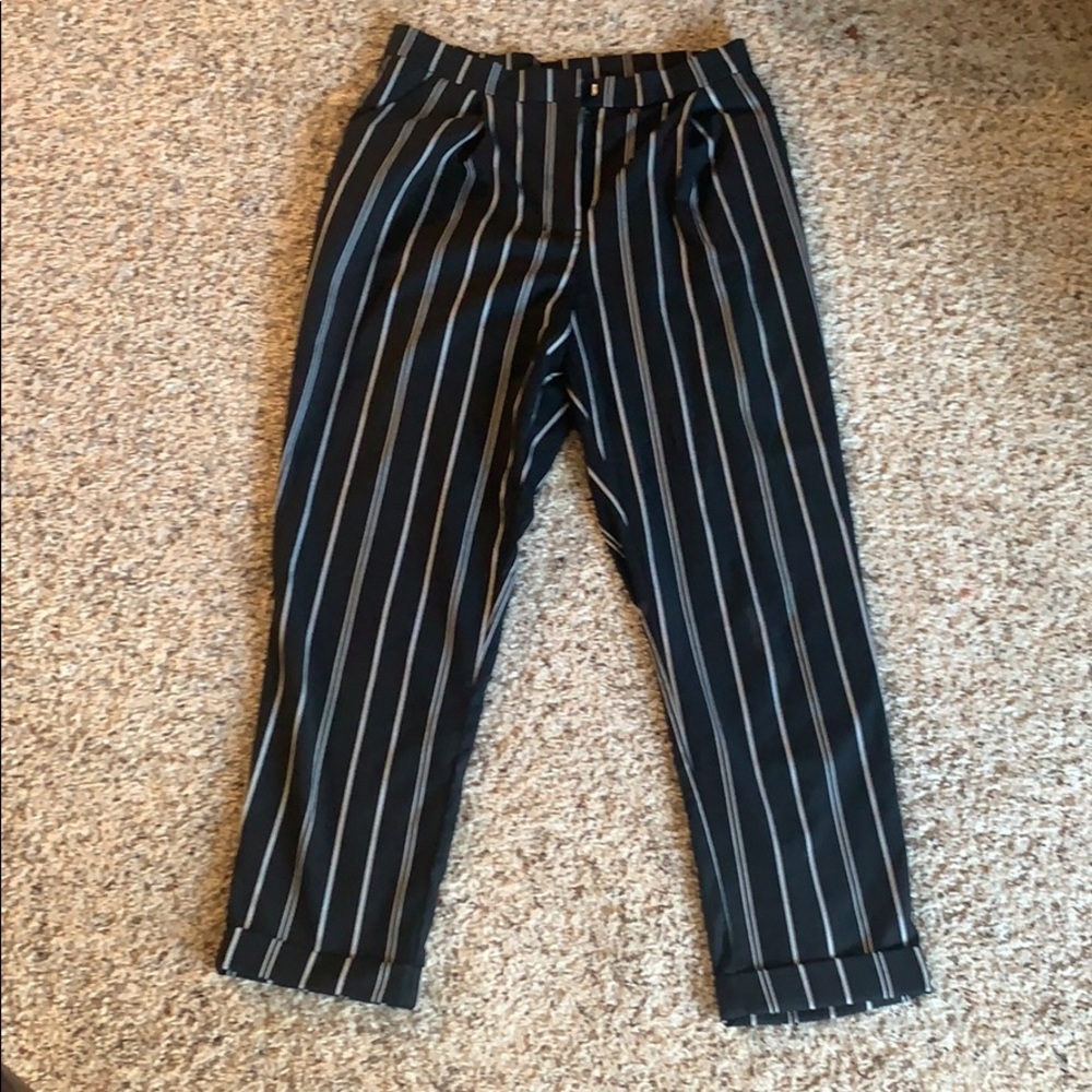 Pinstripe black and white pants